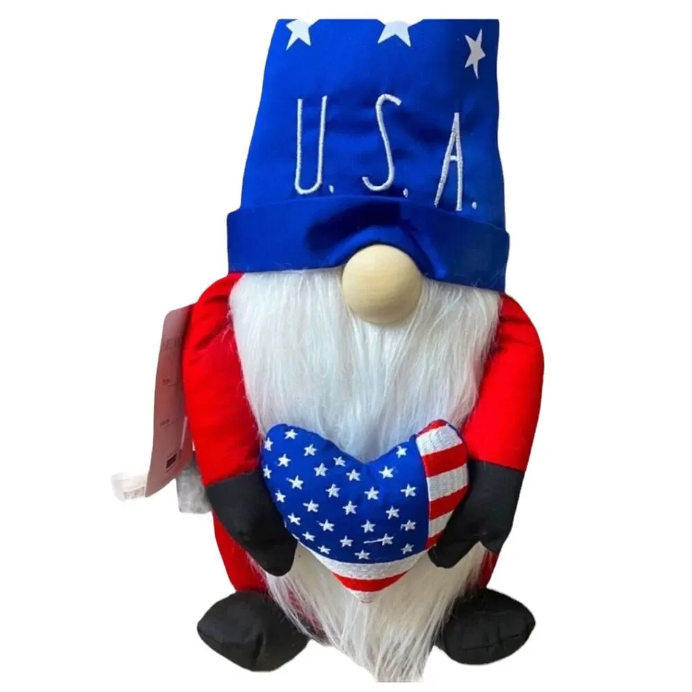 Rae Dunn USA Shelf Sitter Patriotic Gnome Plush‎ 4th of July Americana Decor NWT